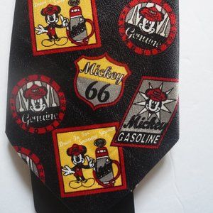 Mickey Mouse Route 66 Transportation Gas Black Men's Tie